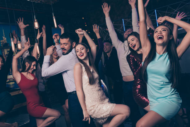 Crowd dancing at a party